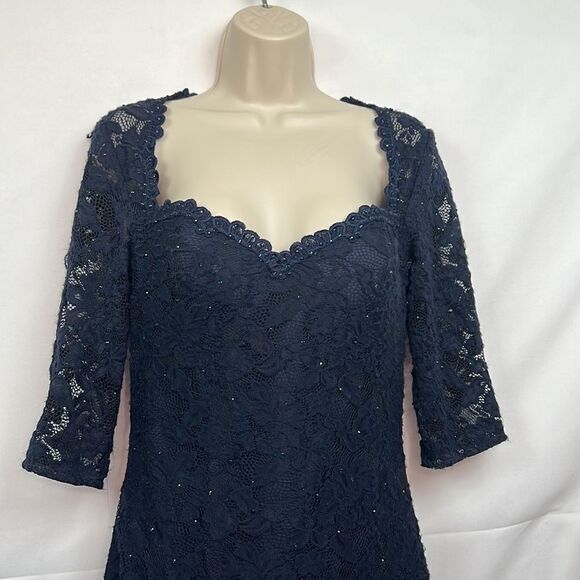 La Femme Lace and sequins formal midi dress size 8 - Picture 2 of 15